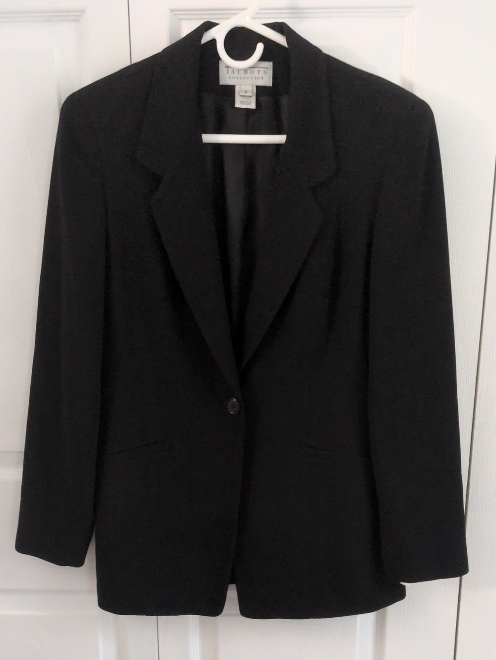 Vintage Talbots 100% Wool Black Single-Button Notch-Lapel Blazer *Perfect*
